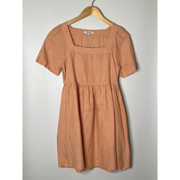 Madewell Linen Blend Allie Mini Babydoll Dress Light Orange Size XS - Picture 2 of 11